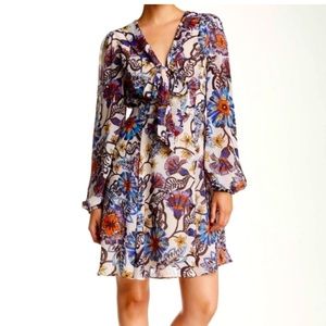 Betsey Johnson long sleeve floral dress with front tie